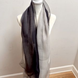Stunning Gradient Black & Pale Grey Wool/Silk Shawl